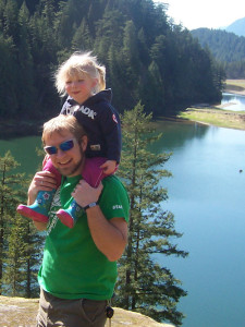 dad and daughter at the lake